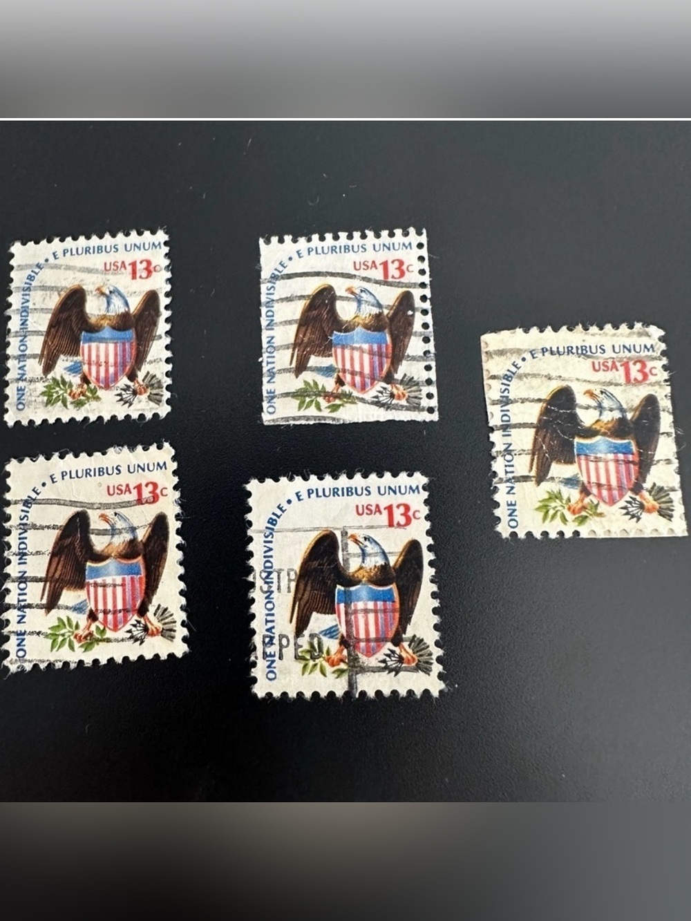 Vintage USA 13¢ Eagle and Shield Postage Stamps – Set of 5 | Americana Series
